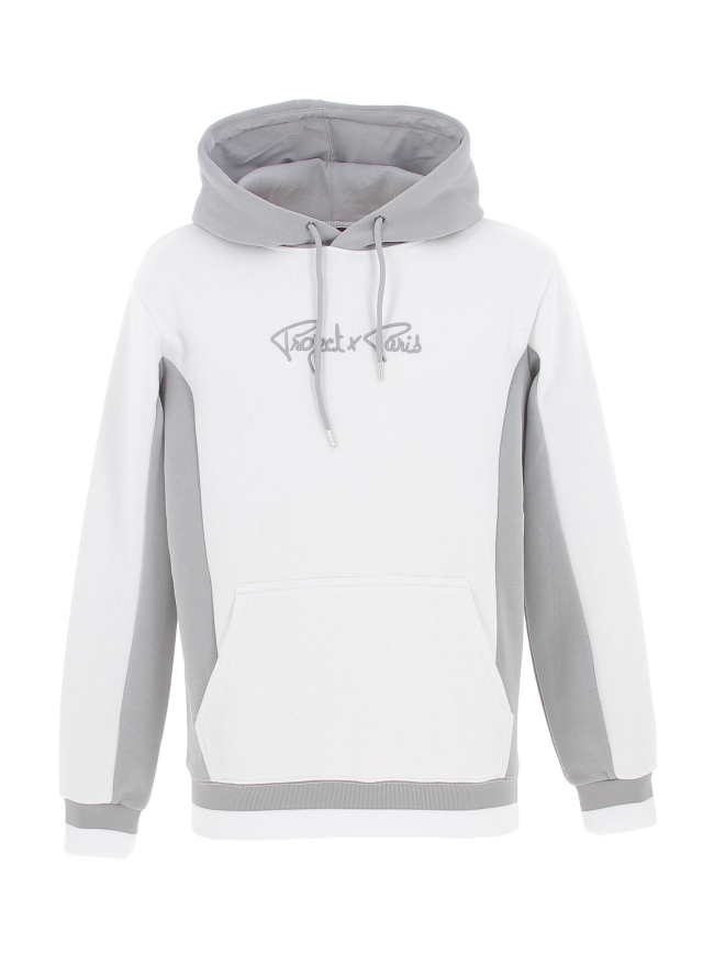 Sweat à capuche bicolore blanc gris homme - Project X Paris