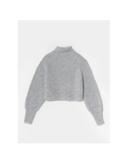 Pull col roulé crop saiagi gris fille - Le Temps Des Cerises