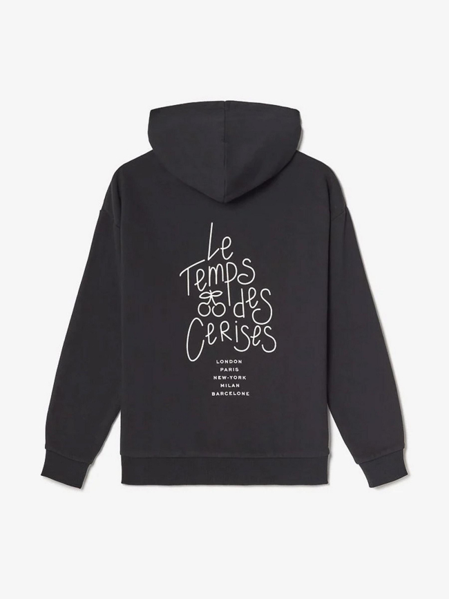 Sweat à capuche uni logo samgi noir fille - Le Temps Des Cerises