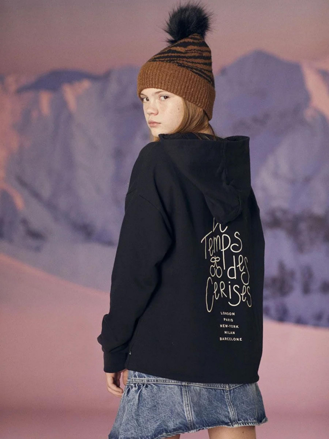 Sweat à capuche uni logo samgi noir fille - Le Temps Des Cerises