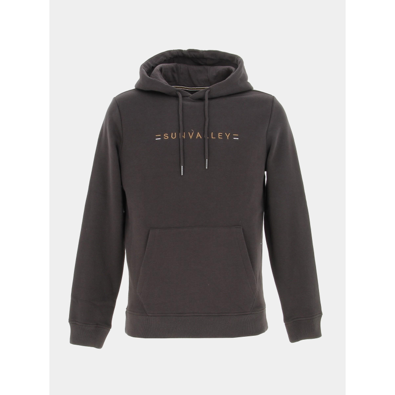 Sweat à capuche logo brodé marron homme - Sunvalley