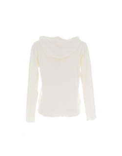 Pull à capuche maille jacquard dinhar blanc femme - Sun Valley