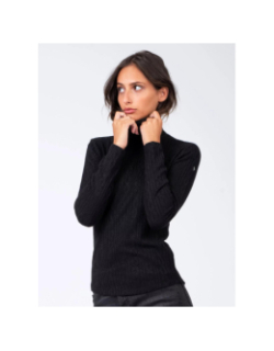 Pull fin en maille col montant davein noir femme - Sun Valley