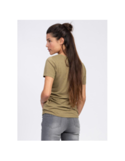 T-shirt col v strass uni pertel kaki femme - Sun Valley