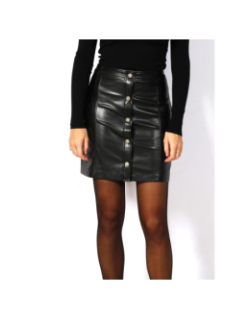 Mini-jupe simili-cuir carola noir femme - Guess