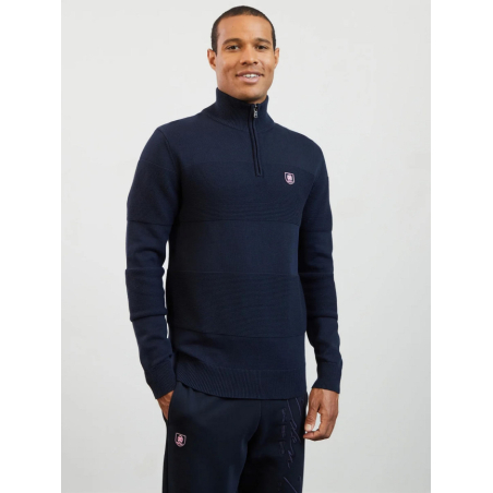 Eden Park Homme Polo Rugby Pull Eden Park Col Zippé - Logo Brodé Pour Homme (modèle PPKNIPUE0022NOXL) Pull Homme Eden Park