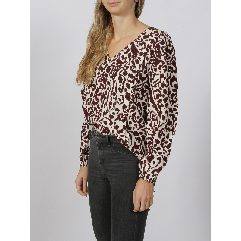 Blouse à motifs tiffo écru bordeaux femme - Ichi