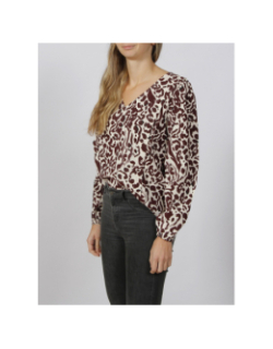 Blouse à motifs tiffo écru bordeaux femme - Ichi