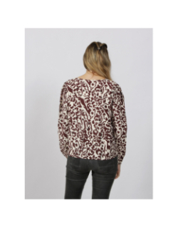 Blouse à motifs tiffo écru bordeaux femme - Ichi