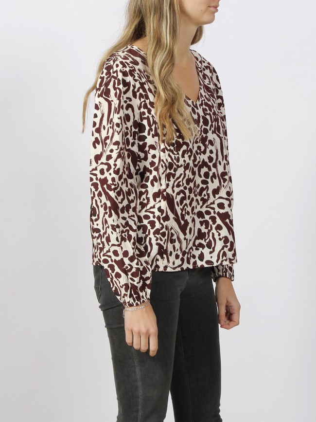 Blouse à motifs tiffo écru bordeaux femme - Ichi