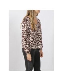 Blouse à motifs tiffo écru bordeaux femme - Ichi