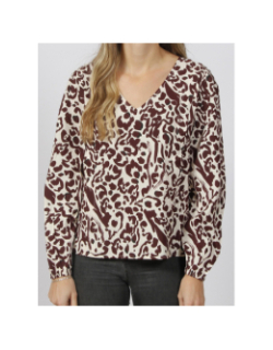 Blouse à motifs tiffo écru bordeaux femme - Ichi