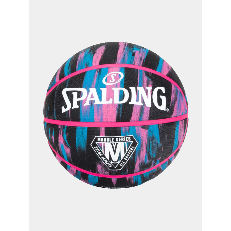 Ballon de basketball marble series t6 noir rose bleu - Spalding