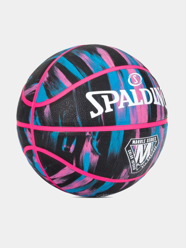 Ballon de basketball marble series t6 noir rose bleu - Spalding