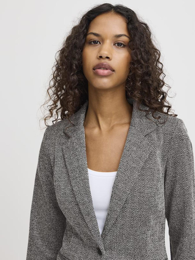 Veste blazer jacquard kate noir femme - Ichi