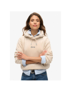 Sweat à capuche en velours country club beige femme - Superdry