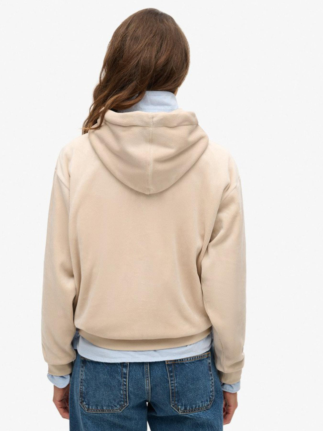 Sweat à capuche en velours country club beige femme - Superdry