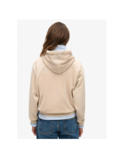 Sweat à capuche en velours country club beige femme - Superdry