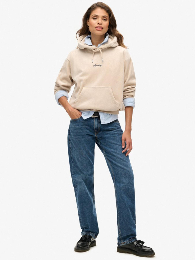 Sweat à capuche en velours country club beige femme - Superdry