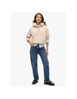 Sweat à capuche en velours country club beige femme - Superdry