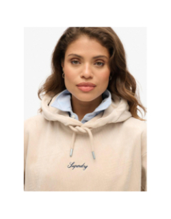 Sweat à capuche en velours country club beige femme - Superdry