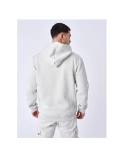 Sweat zippé à capuche logo brodé beige homme - Project X Paris