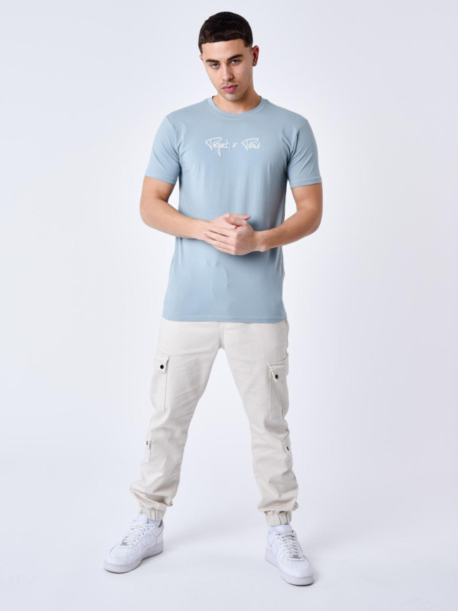 T-shirt logo brodé bleu vert homme - Project X Paris