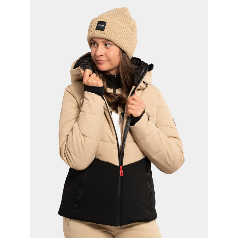 Veste de ski molletonnée electra beige et noir femme - Icepeak