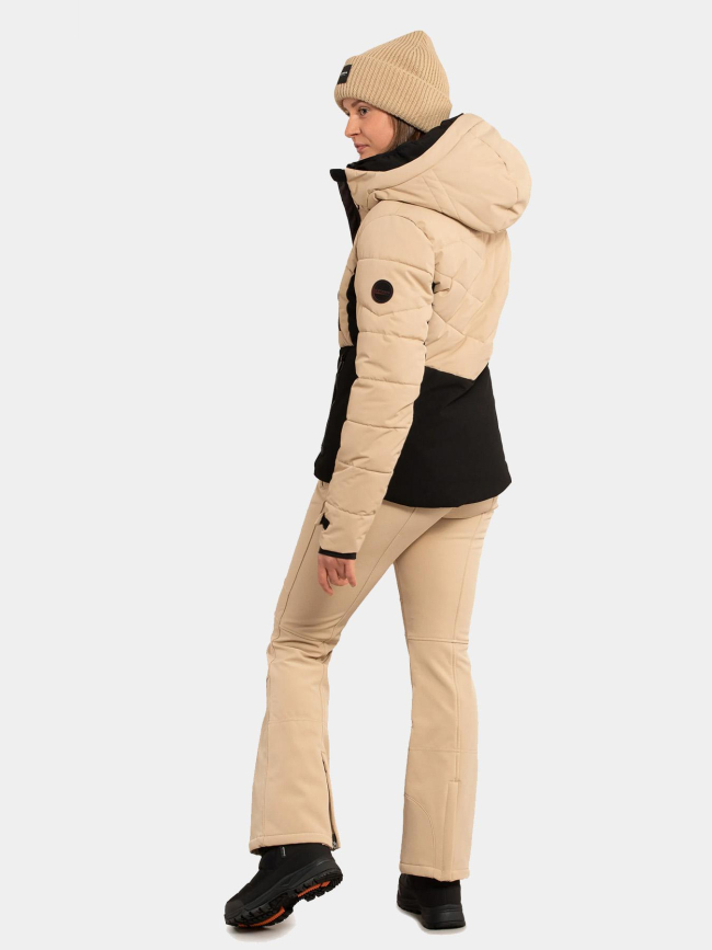 Veste de ski molletonnée electra beige et noir femme - Icepeak