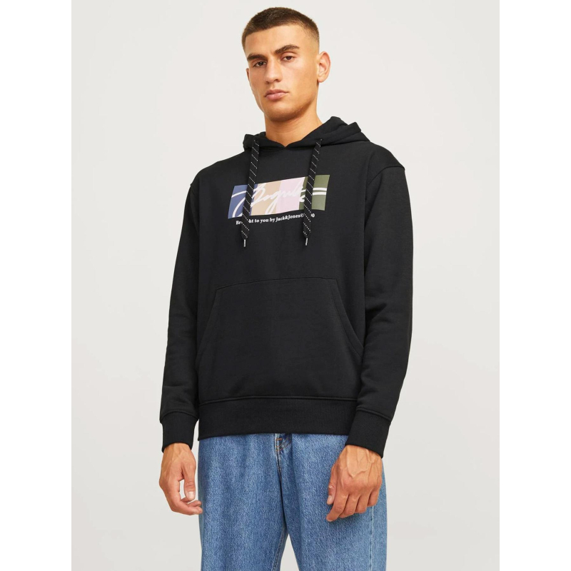 Sweat à capuche jorportland block noir homme - Jack & Jones