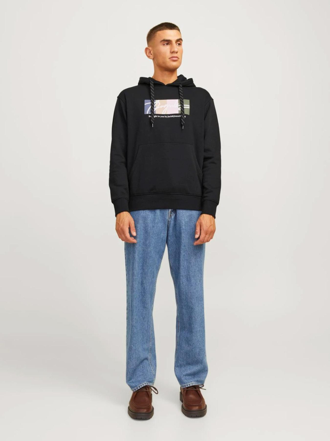 Sweat à capuche jorportland block noir homme - Jack & Jones