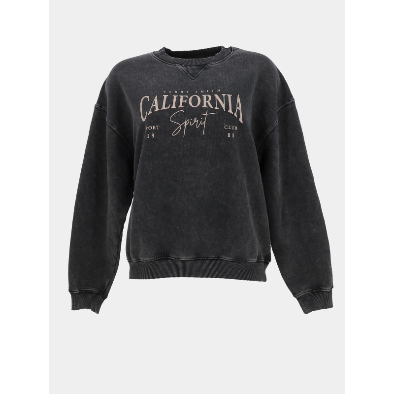 Sweat à col rond effet délavé s-cali gris fille - Teddy Smith