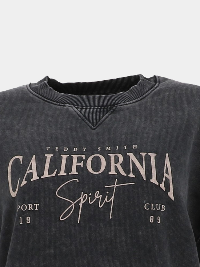 Sweat à col rond effet délavé s-cali gris fille - Teddy Smith