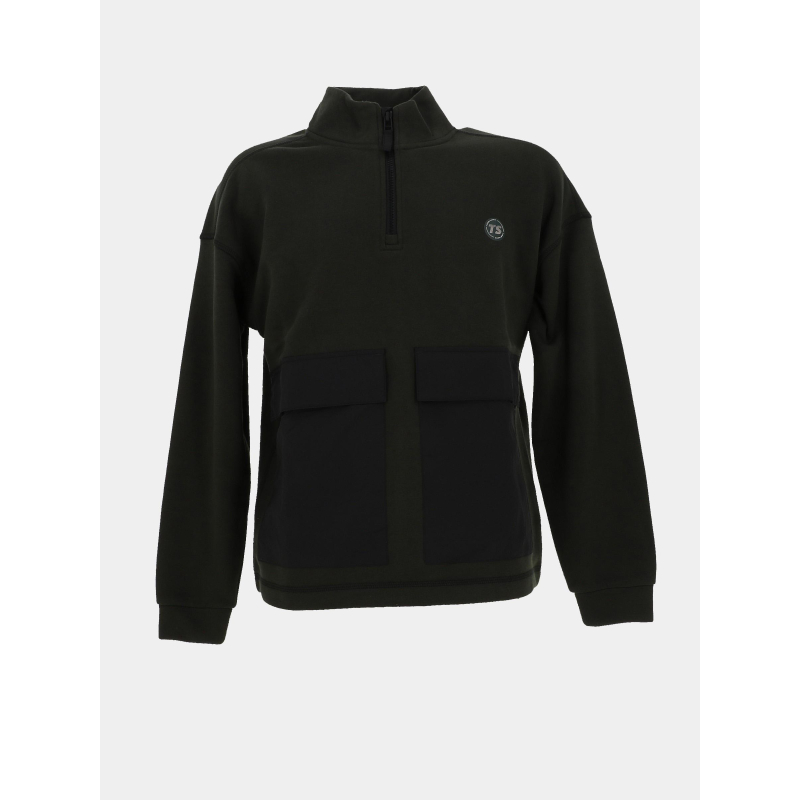 Sweat à col zippé s-my kaki garçon - Teddy Smith