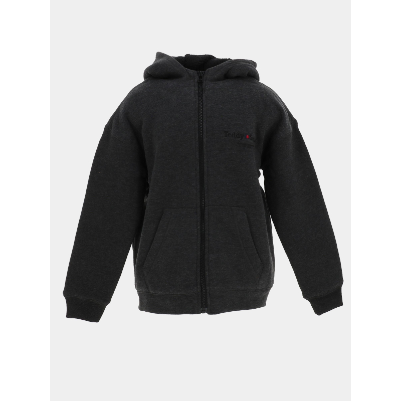 Sweat zippé sherpa giclass gris anthracite garçon - Teddy Smith