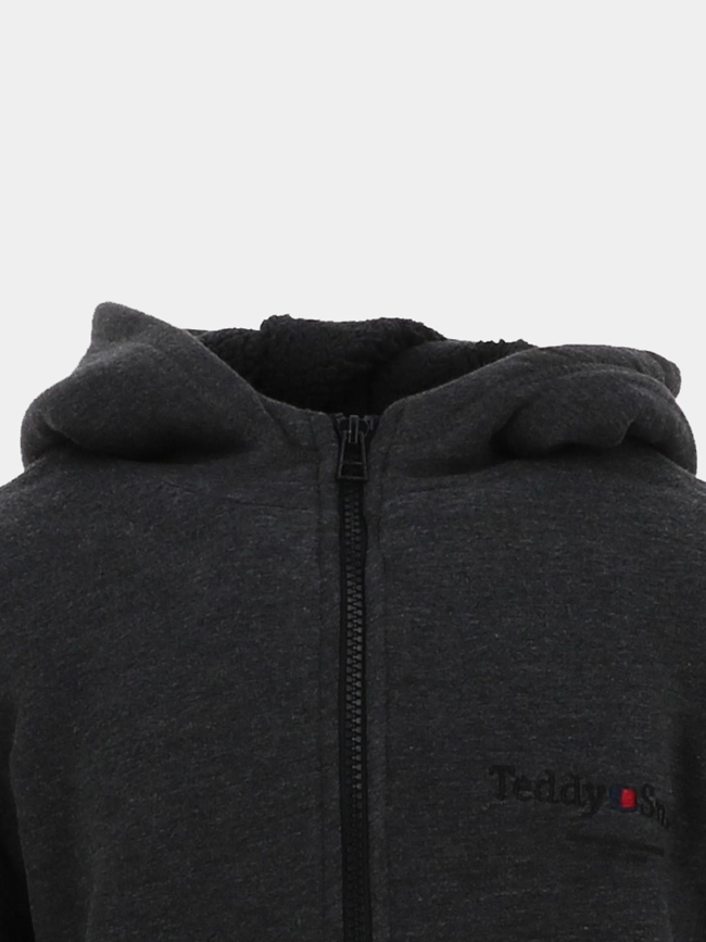 Sweat zippé sherpa giclass gris anthracite garçon - Teddy Smith
