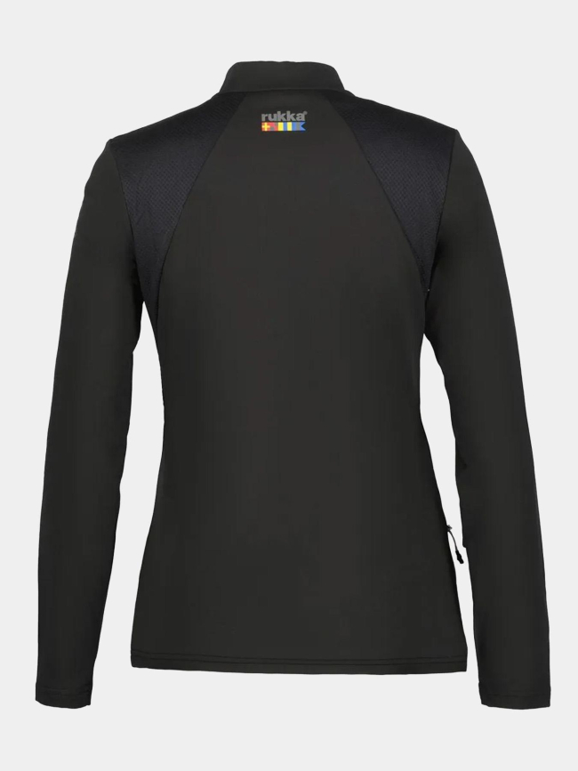 Haut de running à col zippé merissari noir femme - Rukka