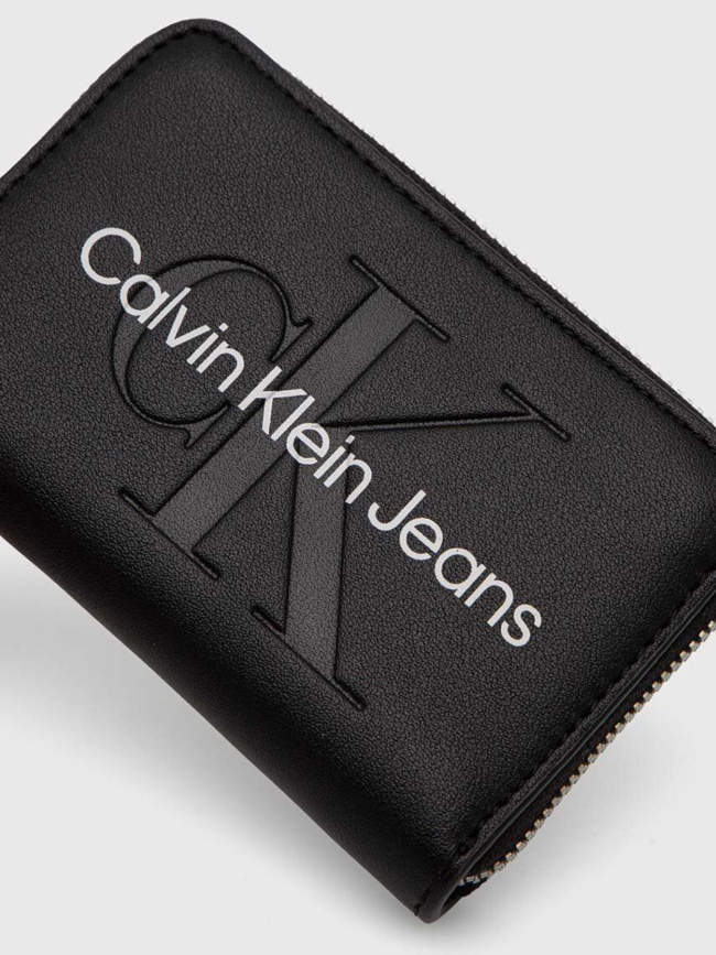 Porte-monnaie sculpted zip noir femme - Calvin Klein Jeans