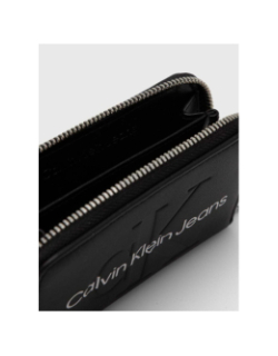 Porte-monnaie sculpted zip noir femme - Calvin Klein Jeans