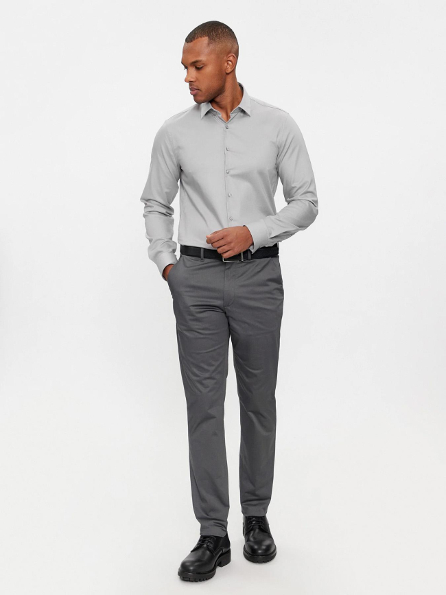 Pantalon slim stretch effet satiné gris homme - Calvin Klein