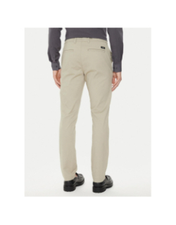 Pantalon chino slim en sergé élastique beige homme - Calvin Klein