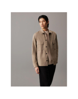 Surchemise en sergé boxy marron homme - Calvin Klein