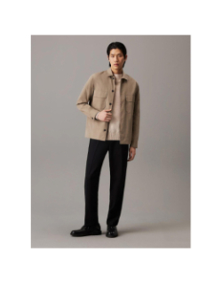 Surchemise en sergé boxy marron homme - Calvin Klein