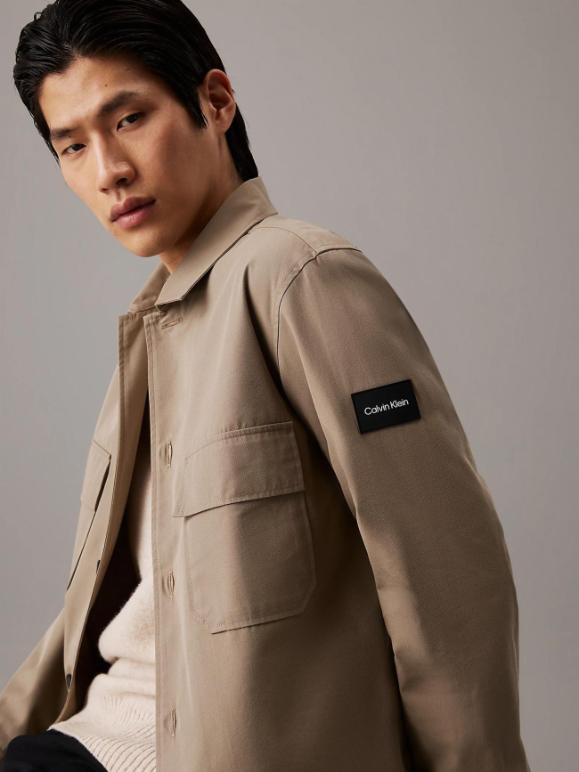 Surchemise en sergé boxy marron homme - Calvin Klein