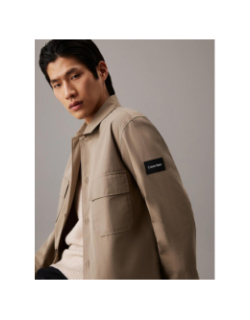 Surchemise en sergé boxy marron homme - Calvin Klein