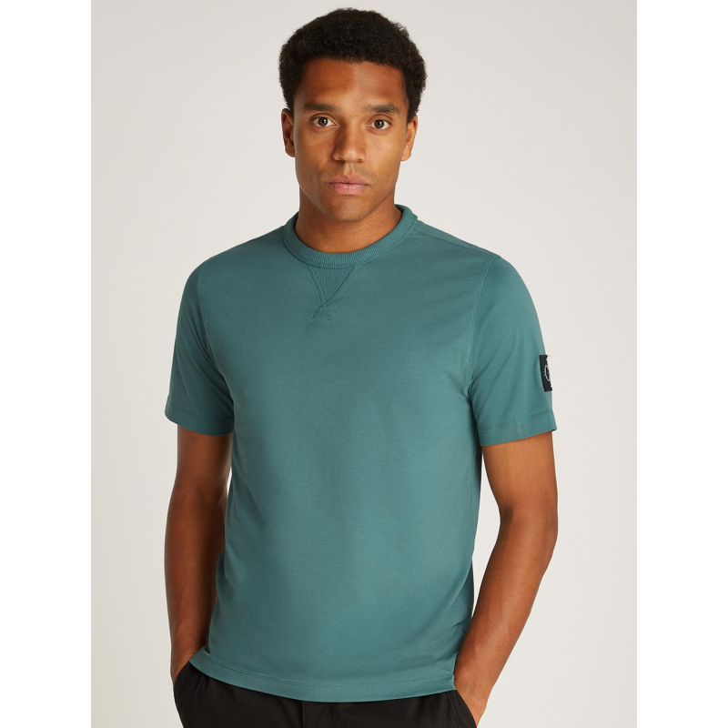 T-shirt uni badge regular turquoise homme - Calvin Klein Jeans