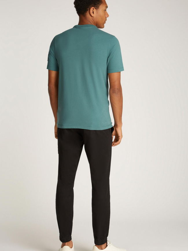T-shirt uni badge regular turquoise homme - Calvin Klein Jeans