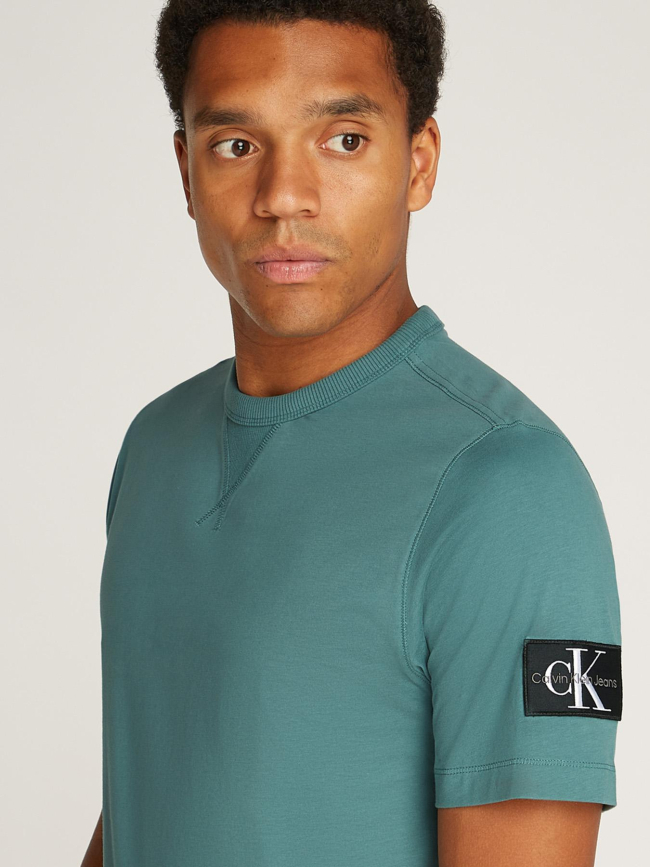 T-shirt uni badge regular turquoise homme - Calvin Klein Jeans