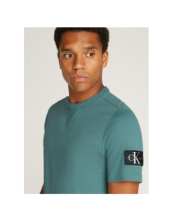 T-shirt uni badge regular turquoise homme - Calvin Klein Jeans