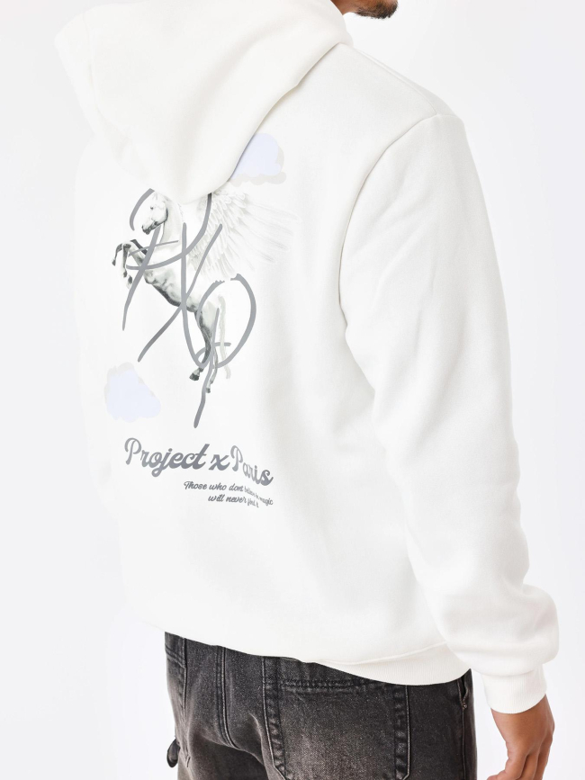 Sweat à capuche cheval pégase blanc homme - Project X Paris